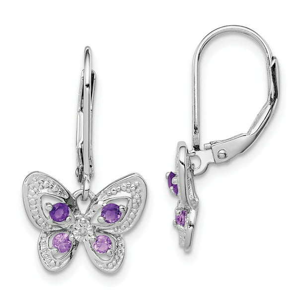 FB Jewels Solid Sterling Silver Rhodium-Plated Butterfly Polished Earrings 
